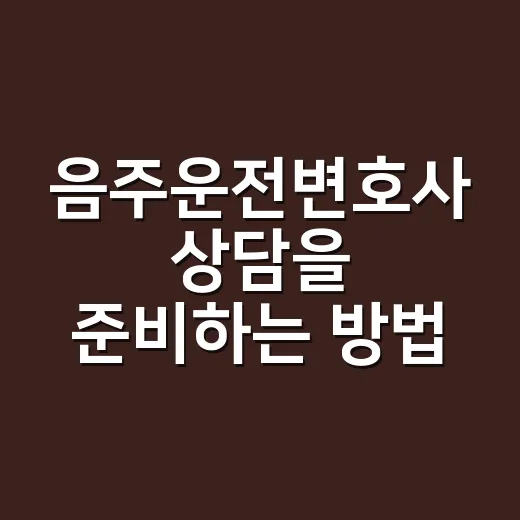 음주운전변호사 상담을 준비하는 방법 - 요약