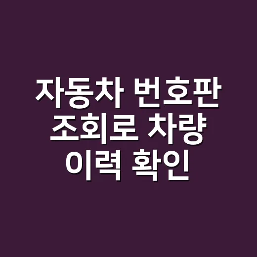 자동차 번호판 조회로 차량 이력 확인하는 방법 - 요약