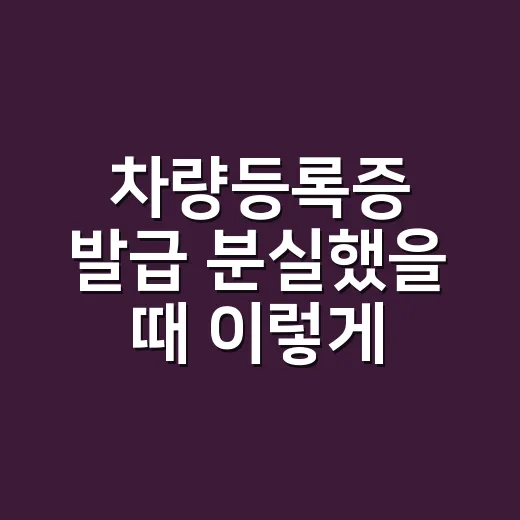 차량등록증 발급 분실했을 때 이렇게 신청하세요 - 요약