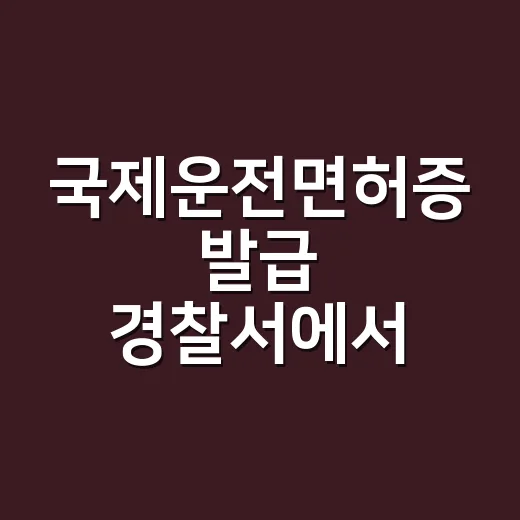 국제운전면허증 발급 경찰서에서 신청하는 방법 - 요약