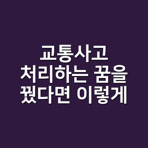 교통사고 처리하는 꿈을 꿨다면 이렇게 확인하세요 - 요약