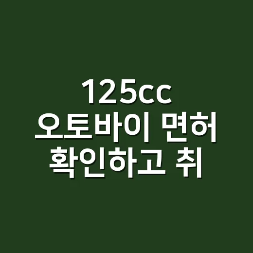 125cc 오토바이 면허 확인하고 취득하는 방법 - 요약