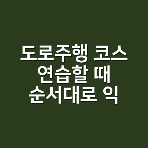 도로주행 코스 연습할 때 순서대로 익히는 방법 - 요약