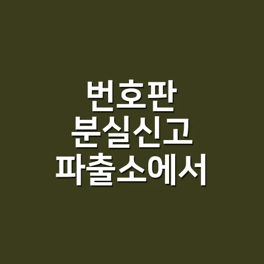 번호판 분실신고 파출소에서 하고 다시 받는 방법 - 요약