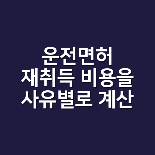 운전면허 재취득 비용을 사유별로 계산하는 방법 - 요약
