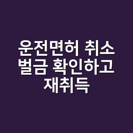 운전면허 취소 벌금 확인하고 재취득 준비하는 방법 - 요약