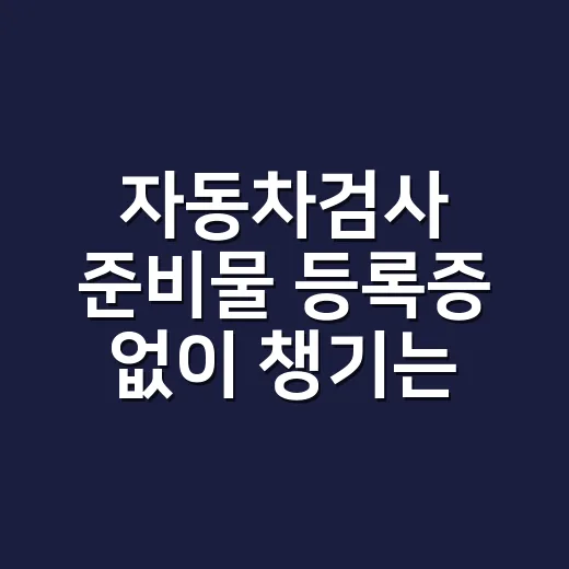 자동차검사 준비물 등록증 없이 챙기는 방법 - 요약