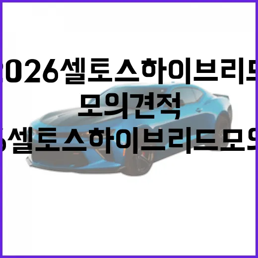2026 셀토스 하이브리드 모의견적 내는 방법, 트림과 옵션은 이렇게 잡으면 됩니다 - 요약