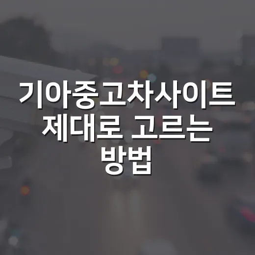 기아중고차사이트 제대로 고르는 방법, 허위매물 피하려면 이렇게 확인하세요 - 요약