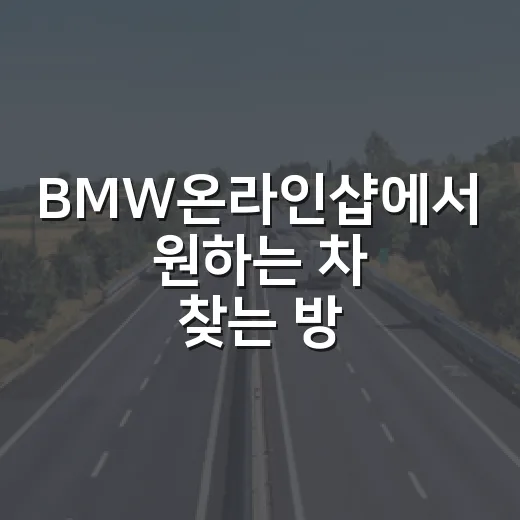 BMW온라인샵에서 원하는 차 찾는 방법, 초보자도 헷갈리지 않게 고르는 기준 - 요약