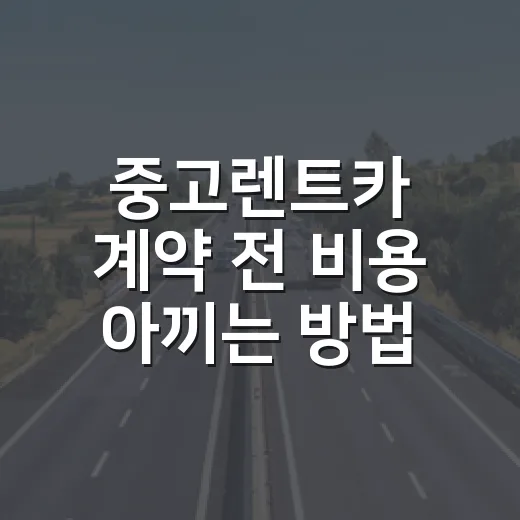 중고렌트카 계약 전 비용 아끼는 방법 - 요약