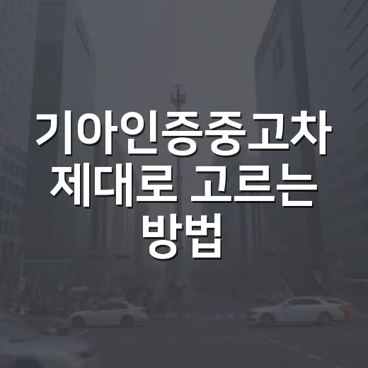 기아인증중고차 제대로 고르는 방법, 보증부터 가격 비교까지 초보자용 체크법 - 요약