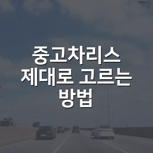 중고차리스 제대로 고르는 방법, 월 납입금보다 먼저 봐야 할 것들 - 요약