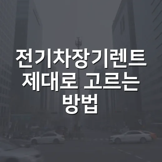 전기차장기렌트 제대로 고르는 방법, 월 납입료보다 먼저 봐야 할 것들 - 요약
