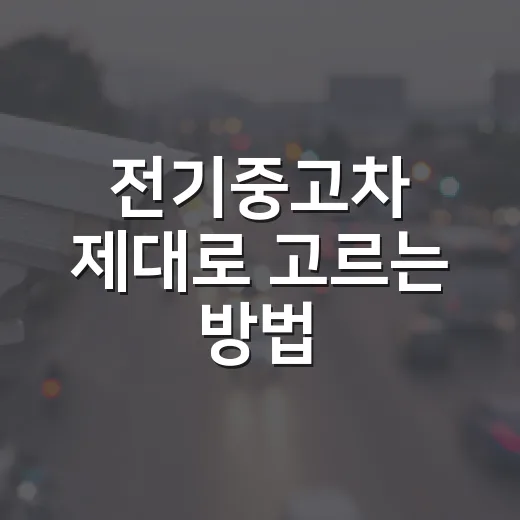 전기중고차 제대로 고르는 방법, 배터리부터 충전비까지 이렇게 확인하세요 - 요약