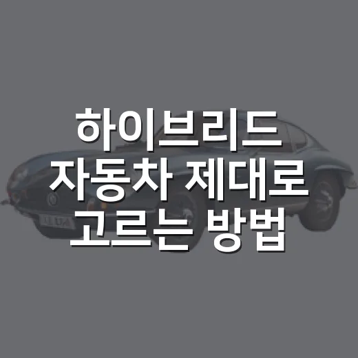 하이브리드 자동차 제대로 고르는 방법, 연비만 보고 사면 놓치는 것들 - 요약