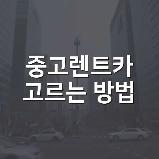 중고렌트카 고르는 방법, 싸게 보이는 차에서 비용 새는 곳 피하려면 이렇게 - 요약