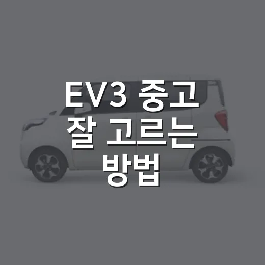 EV3 중고 잘 고르는 방법, 신차 보조금까지 비교해야 손해가 줄어듭니다 - 요약