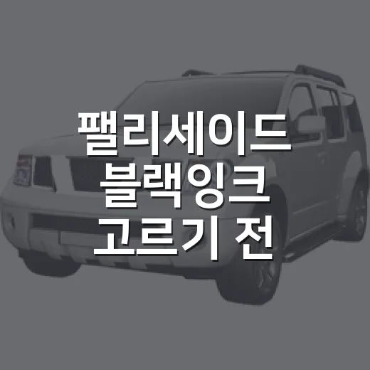 팰리세이드 블랙잉크 고르기 전 확인하는 방법 - 요약