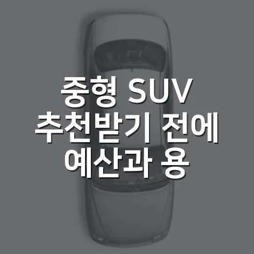 중형 SUV 추천받기 전에 예산과 용도부터 고르는 방법 - 요약