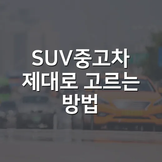 SUV중고차 제대로 고르는 방법, 초보자가 놓치기 쉬운 체크포인트 - 요약