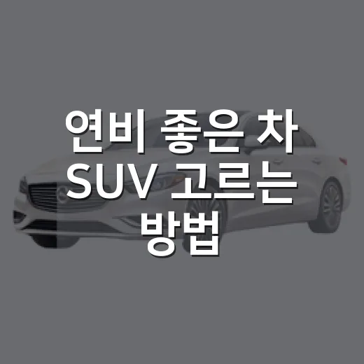 연비 좋은 차 SUV 고르는 방법, 차급별로 이렇게 보면 쉽습니다 - 요약