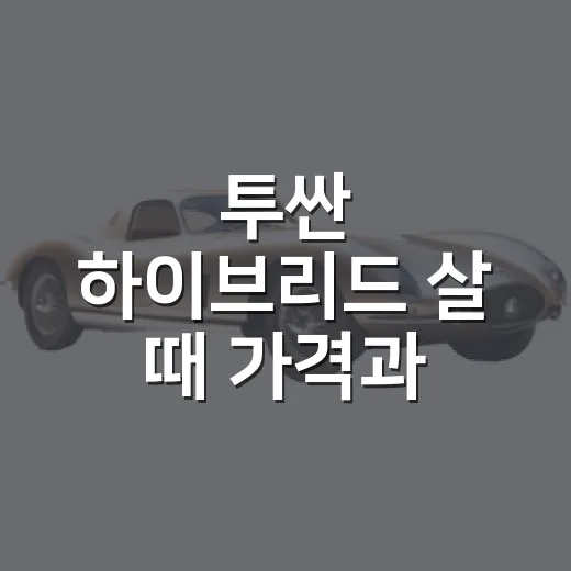 투싼 하이브리드 살 때 가격과 연비 따져보는 방법 - 요약