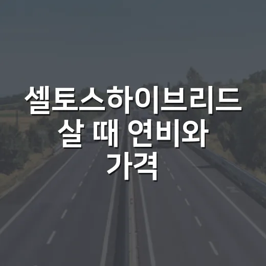 셀토스하이브리드 살 때 연비와 가격 비교하는 방법 - 요약
