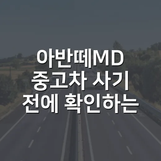 아반떼MD 중고차 사기 전에 확인하는 방법 - 요약