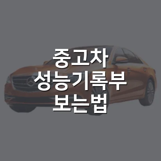 중고차 성능기록부 보는법 순서대로 확인하는 방법 - 요약