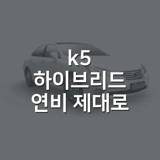 k5 하이브리드 연비 제대로 비교하는 방법 - 요약
