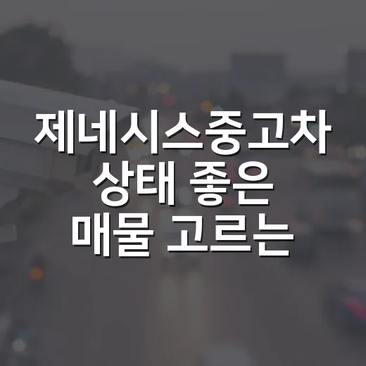 제네시스중고차 상태 좋은 매물 고르는 방법 - 요약