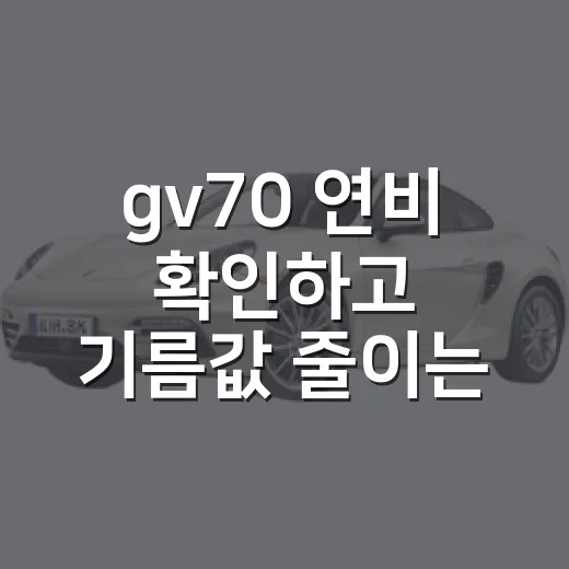 gv70 연비 확인하고 기름값 줄이는 방법 - 요약
