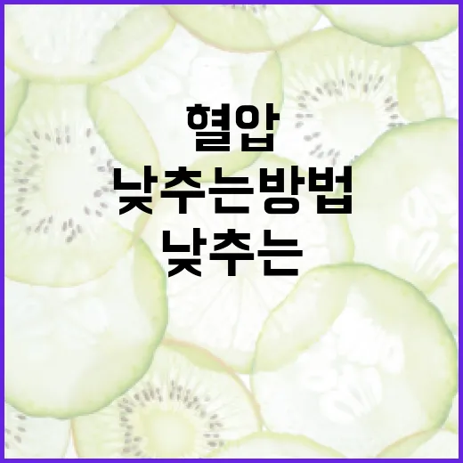 혈압을 안전하게 낮추는 방법 - 요약