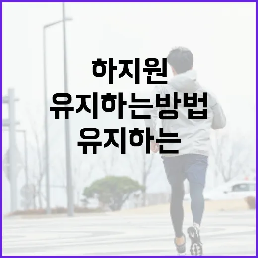 하지원을 건강하게 유지하는 방법 - 요약
