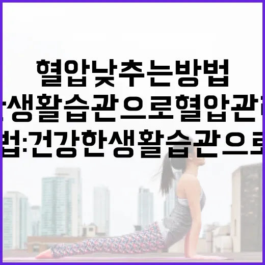 혈압 낮추는 방법: 건강한 생활습관으로 혈압 관리하기 - 요약