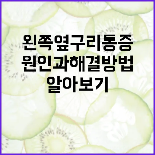 왼쪽 옆구리 통증, 원인과 해결 방법 알아보기 - 요약