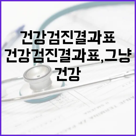 직장건강검진 결과표, 그냥 보관만 하고 계신가요? - 요약