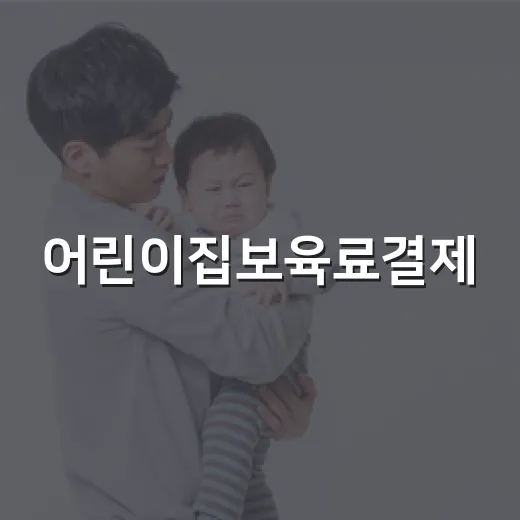 어린이집보육료결제, 언제 해야 하고 왜 안 될까요? - 요약