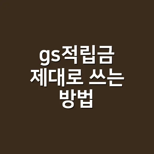 gs적립금 제대로 쓰는 방법, 최저가보다 먼저 봐야 할 계산법 - 요약