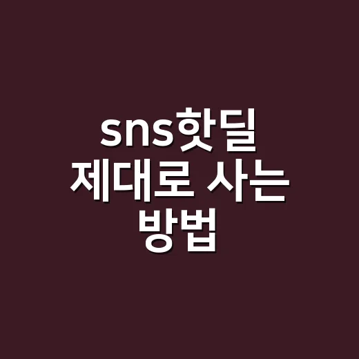 sns핫딜 제대로 사는 방법, 최저가보다 먼저 계산할 것들 - 요약