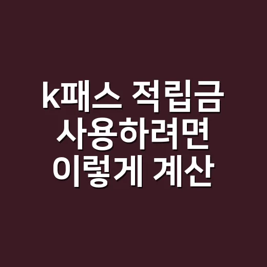 k패스 적립금 사용하려면 이렇게 계산하세요 - 요약