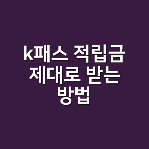 k패스 적립금 제대로 받는 방법, 교통비 계산은 이렇게 하면 됩니다 - 요약