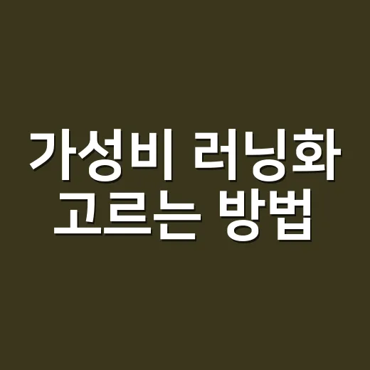 가성비 러닝화 고르는 방법, 가격표보다 먼저 봐야 할 기준 - 요약