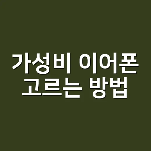 가성비 이어폰 고르는 방법, 가격표보다 먼저 봐야 할 것들 - 요약