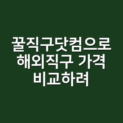 꿀직구닷컴으로 해외직구 가격 비교하려면 이렇게 계산하세요 - 요약