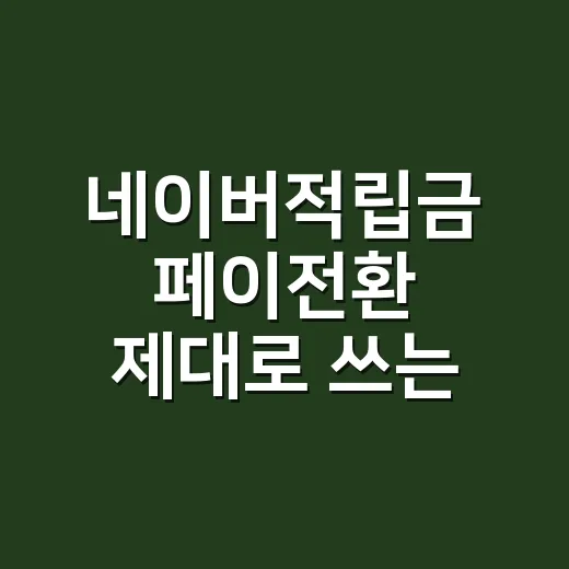 네이버적립금 페이전환 제대로 쓰는 방법, 포인트와 머니부터 구분하세요 - 요약