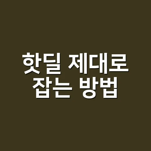 핫딜 제대로 잡는 방법, 최저가보다 먼저 봐야 할 7가지 - 요약