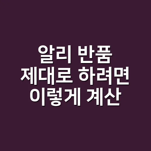 알리 반품 제대로 하려면 이렇게 계산하세요 - 요약