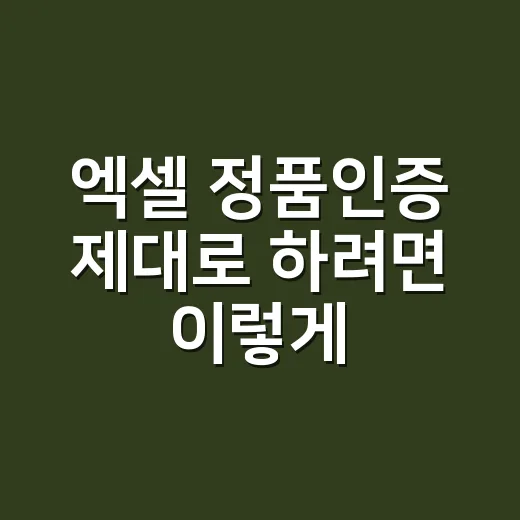 엑셀 정품인증 제대로 하려면 이렇게 확인하세요 - 요약